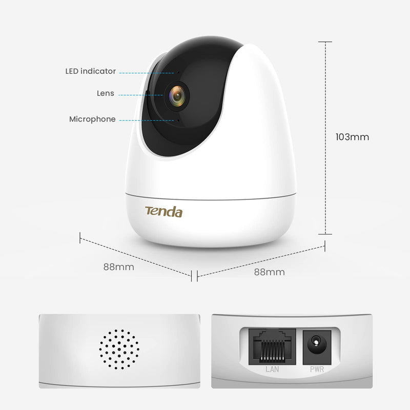 Tenda 2.5K Security Camera Indoor,4 MP Pet/Baby Cameras for Home Security, 2-Way Audio, Human/Pet/Baby Crying Detection, Night Vision, Plug-in WiFi Camera for Inside House (CP7) Plug-in Indoor Camera (4MP)