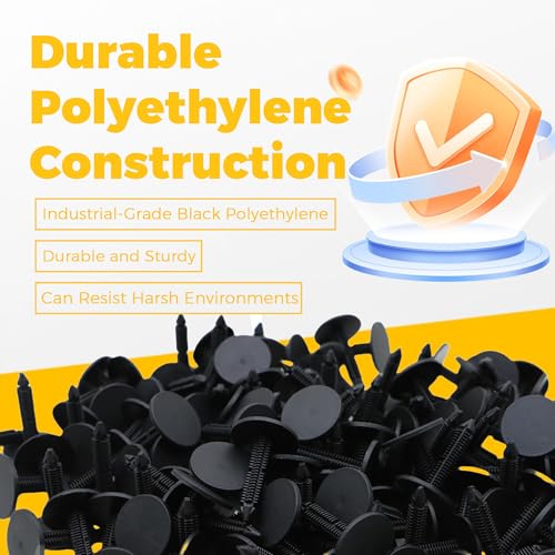 150-Pack 1 3/8'' Christmas Tree Vapor Barrier Fasteners - Heavy-Duty Black Polyethylene Insulation Pins for Masonry Walls, Crawlspaces & Vapor Barriers Black 150 Pack