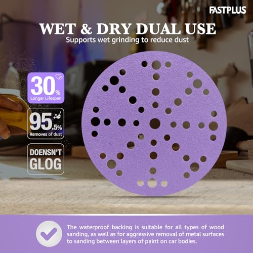 6 Inch 49 Hole Sanding Discs 800 Grit 50 Pcs Ceramic Sanding Discs 50.0