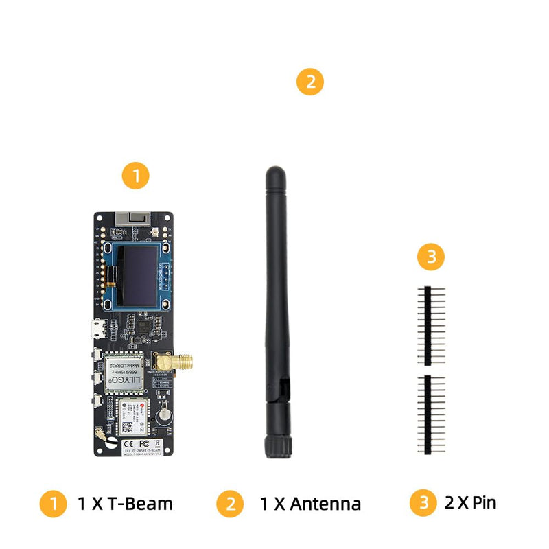 LILYGO T-Beam Meshtastic LORA32 915MHz ESP32 TTGO Development Board WiFi BLE CH9102F Chip Soldered OLED Module Meshtstic Version