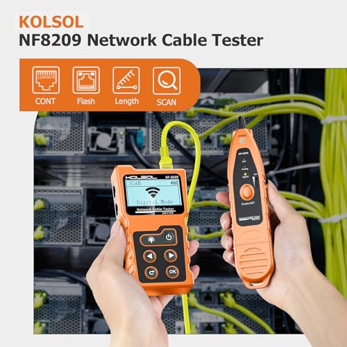 Network Cable Tester, Poe Cable Tester for CAT5e/CAT6/CAT6a, Ethernet Network Tester with NCV, NF-8209 Network Cable Tracker, Test Fault Distance Location and Length Measurement by TDR