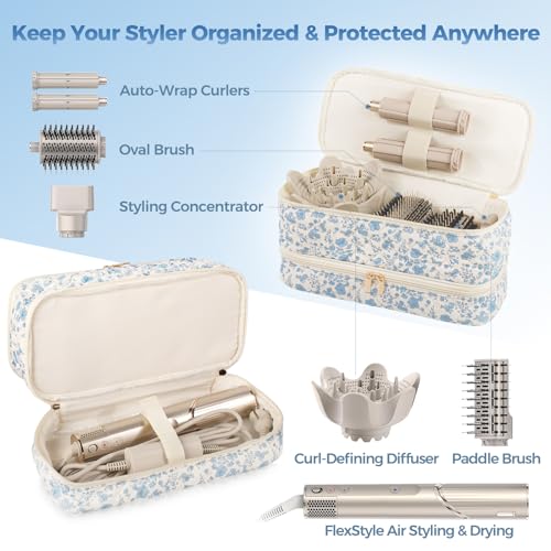 Hair Tools Travel Bag for Shark Flex Style Hair Dryer, Carrying Case for Shark Flexstyle Flex Fusion Glam Dyson Airwrap Attachments Accessories Organizer Blue Large
