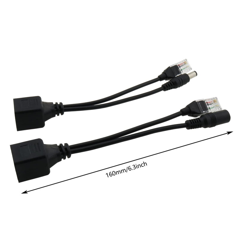 POE Splitter Injector Kit 1Pair Power Over Ethernet Passive PoE Adapter Injector Splitter Cable with 5.5x2.1mm DC Connector 12V
