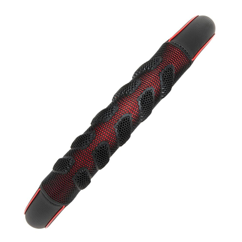Flying Banner car Steering Wheel Cover Faux Leather Massage Universal fit 3D Honeycomb Hole Anti-Slip Sporty 15 Inches (Red Black)… Red black