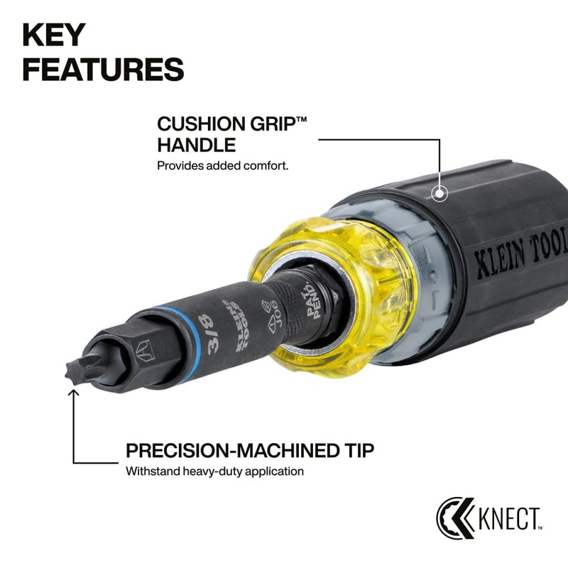Klein Tools 80191 KNECT (S) Impact-Rated Multi-Bit Screwdriver Set, 11-in-1 and 7-in-1 Ratcheting Drivers with Phillips, Slotted, Square, Torx Tips, Nut Drivers, and Stubby 2-Piece Kit