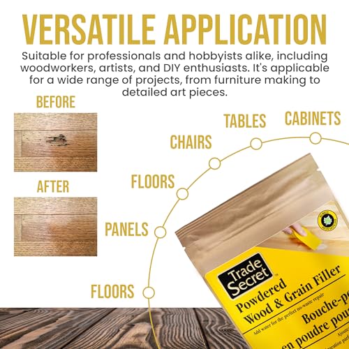 Trade Secret Wood Filler Powder, White Oak Tintable Grain Repair, 150 g