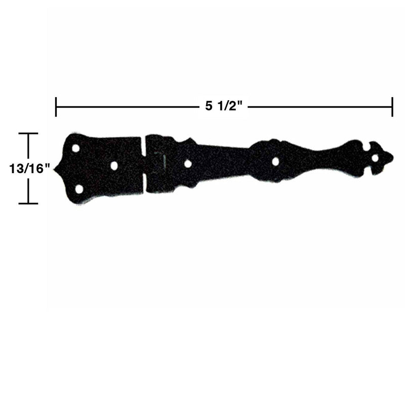 Renovators Supply Manufacturing Black Wrought Iron Shed Door Hinge 5.5 in Antique Fleur De Lis Style Decorative Flush Mount Cast Iron Barn Door Shed Hinge with Hardware Pack of 3