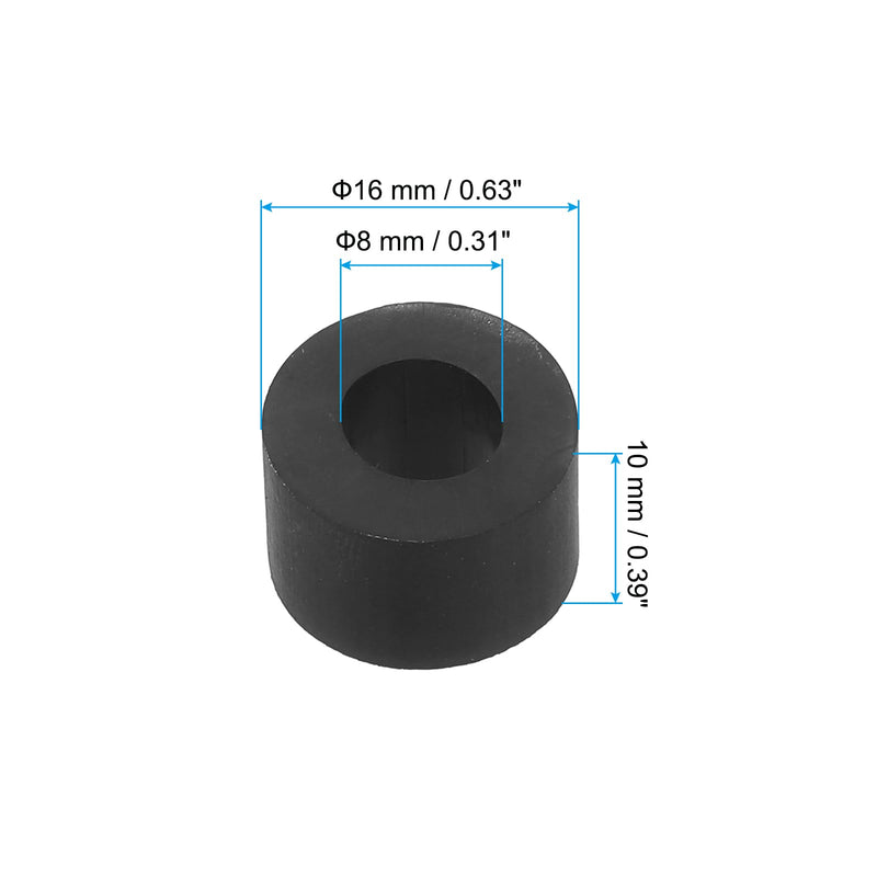 PATIKIL M8 Rubber Flat Washer, 120 Pack 8mm ID 16mm OD 10mm Thick Sealing Spacer Gasket Ring for Faucet Pipe Water Hose Fastener Bolt, Black 8x16x10mm