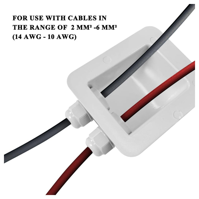 Weatherproof ABS Solar Double Cable Entry Gland for All Cable Types 2mm² to 6mm² for Solar Project on Rv, Campervan, Boat 2mm² to 6mm² White