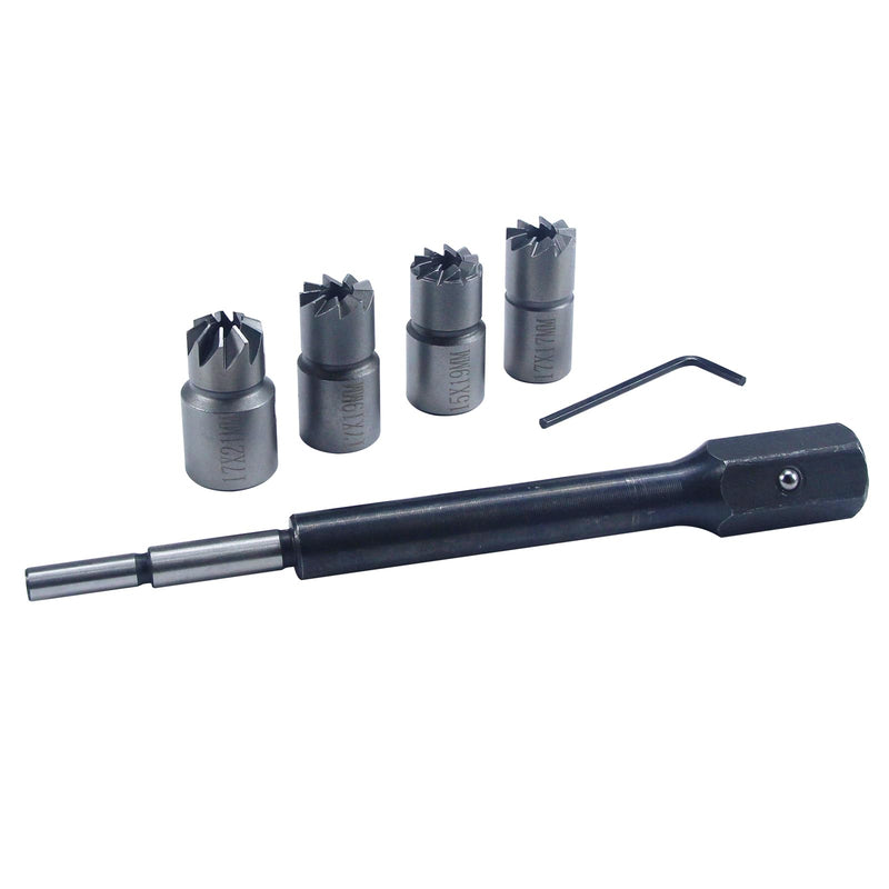 19 PCS Universal Injector Seat Cleaning Set Diesel Engines Injector Seat Cleanner Brush Kit with Drivers (5pc Diesel Injector Seat Cutter Cleaner) 5pc Diesel Injector Seat Cutter Cleaner
