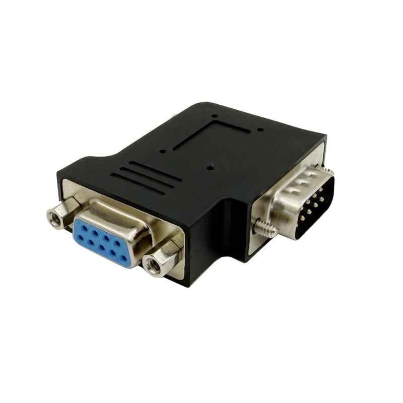 Seadream RS232 DB9 Pin Male to Female 90 Degree Angled Coupler Adapter Connector, Black, 2 Pack (Left Angled) Left Angled