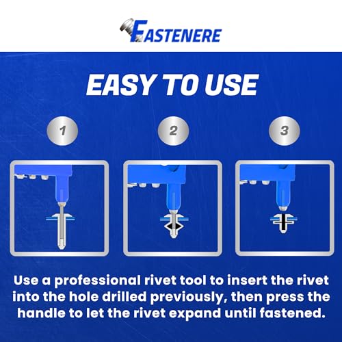 Fastenere Pop Rivets - 1/4" x 1" (25 pcs) Heavy Duty, Open-End, Low Carbon Steel, Dome-Head Blind Rivets, Corrosion-Resistant & High Shear Strength, 8-16 Gap 0.876"-1.00" 1/4" x 1" (8-16) (25 Pack)