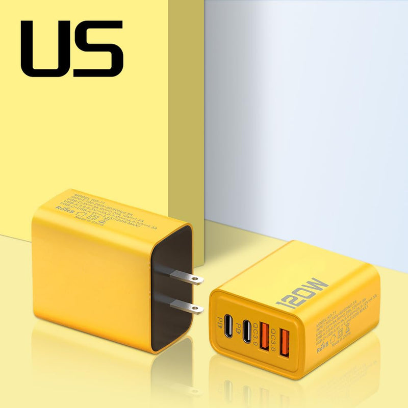 1pcs 120W Fast Charging 4 Ports Mobile Phone Charger Wall Adapter (US) US
