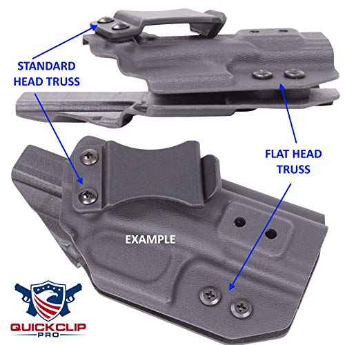 Black Chicago Screw - Thru Hole Binding Post Kit 1/8, 1/4, 3/8, 1/2 Inch Machine Screw Fasteners + Rubber Washers, QuickClipPro Kydex Leather Holster Sheath 1/8" Flat Head - 25 Pack