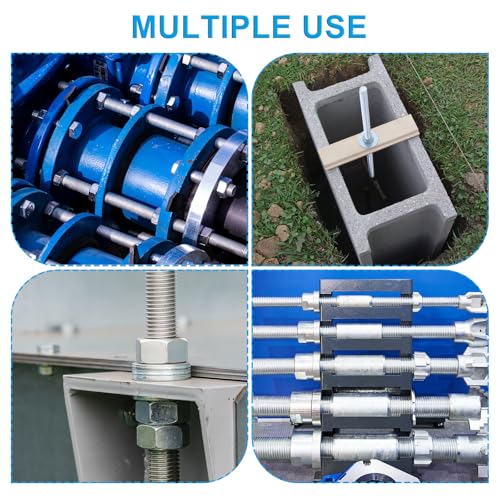 PATIKIL 3/8"-16 UNC 304 Stainless Steel Fully Threaded Rod, 15Pcs 2.8" Length Long Threaded Screw Right Hand Threads All Threaded Rod Studs for Anchoring Bolt, Clamps, Hangers and U-Bolts 3/8"-16 x 2.8"