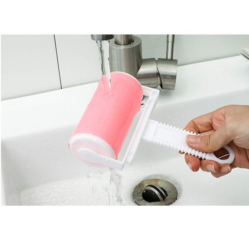 Washable Pet Hair Remover Lint,DBAILY 4pcs Reusable Lint Roller with Cover Lint Sticky Roller Brush Sucking Dust Hair Clothes Wool Dust Fluff Pet Hair （Red, Green, Blue, Yellow）