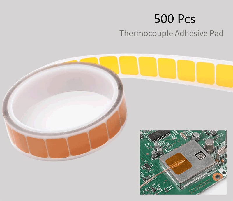 Thermocouple Stickers - 500 Pcs, Up to 200 °C/ 392°F, High Temperature Sensing Line Fixed Tape, Fixed Adhesive Tape for Temperature Measurement Line, K-Type Sensor Probe Sticker