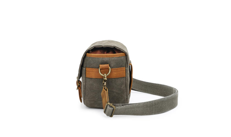 Vintage Canvas DSLR/SLR Camera Bag - Thick Protective Case for Camera and Lens - Water Resistant - Sling Shoulder Bag for Photography, Hiking, Shooting, and Traveling(Army Green) Army Green