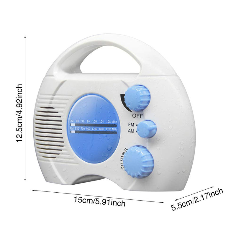 Shower Radio, Portable AM/FM Shower Radio, Hanging Waterproof Shower Clock Radio Built in Speaker Audio High Definition for Bathroom Kitchen, Outdoor