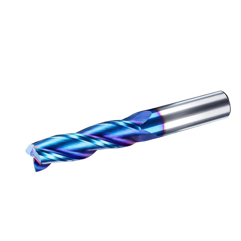 VIC034 CNC Router Bits 3 Fluter Up Cut 1/2 inch Shank 4 inch Total Length with Nano Blue Coating Solid Carbide Square End Mill for Wood Mortises Carving （Up Cut, 1/2S*1/2D*2CL*4OVL