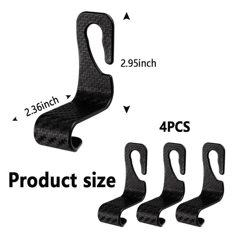 Utility Car Headrest Hidden Hook 33lb(Max) Car Hooks for Purses and Bags,Hard Hat Holder for Truck Seat Hanger Storage Organizer for Coats,Umbrellas,Grocery Bags,Handbags Universal Car Accessories Carbon Fiber-4pcs