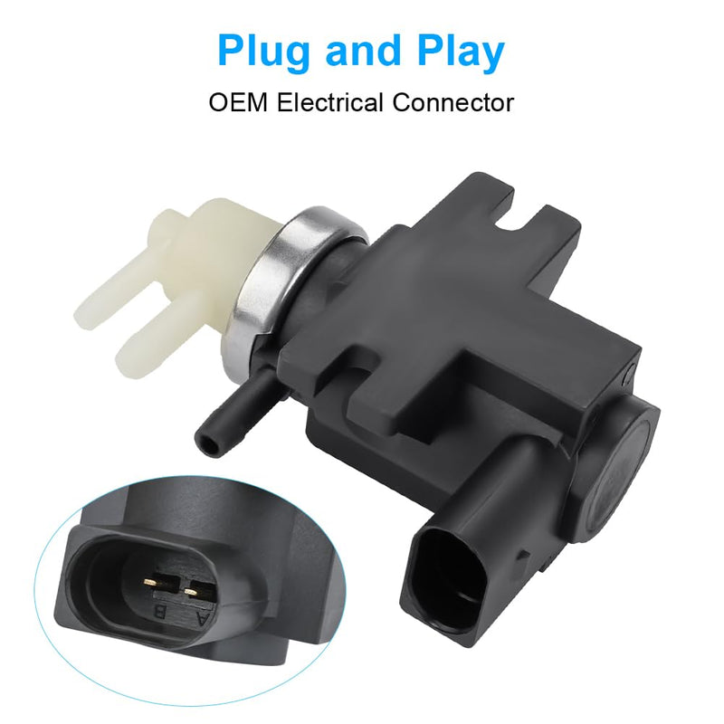 Turbo Boost Pressure Vacuum Control Solenoid Valve Compatible with Audi A3 VW Beetle Golf Jetta Passat Replacement for 1K0906627A 1K0906627B 1J0906627B VS198 1K0-906-627A 1J0-906-627-B