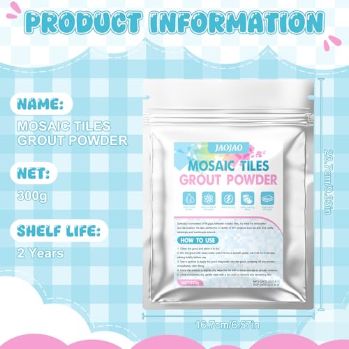 JAOJAO 300g Mosaic Grout Powder, Mosaic Grout for Crafts