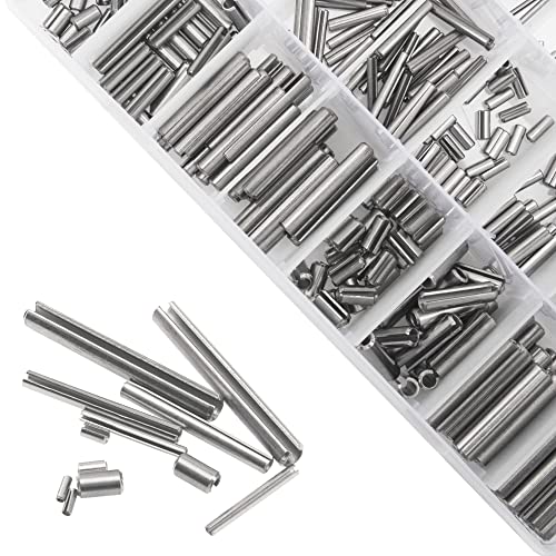 440Pcs 304 Stainless Steel Slotted Spring Pin Assortment Kit, M1.5 M2 M2.5 M3 M4 M5 Split Expansion Dowel Tension Roll Pins