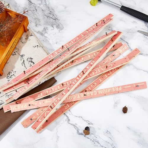SUPERFINDINGS 10PCS Carpet Tack Strips with Nails Plywood Nailing Strip for Carpet Tufting Tack Strips with Nails for Subfloor Stairs Rug 15.7"