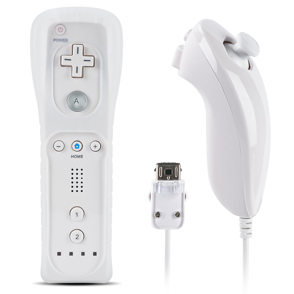 Wii Remotes, Compatible with Nintendo Wii/Wii U, Wii Controller with Nunchuck, with Silicone Case and Wrist Strap