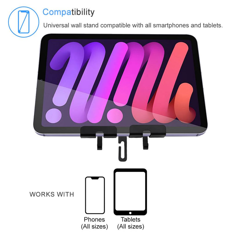 IFCASE Aluminum Universal Wall Mount Holder for iPad Air/Mini/Pro, Galaxy Tab, Android Tablets, Cell Phones, eReader with Amplifier Design (Black) Black