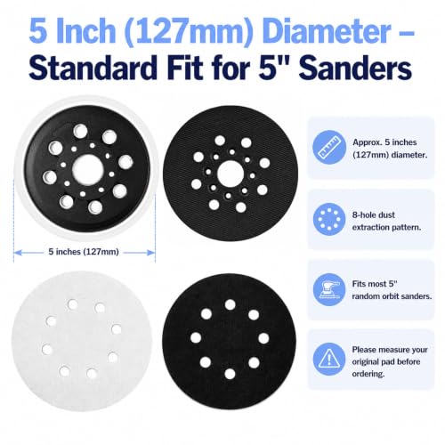 4-Pack 5" Orbital Sander Pad + Foam Kit Compatible Bosch ROS20VS