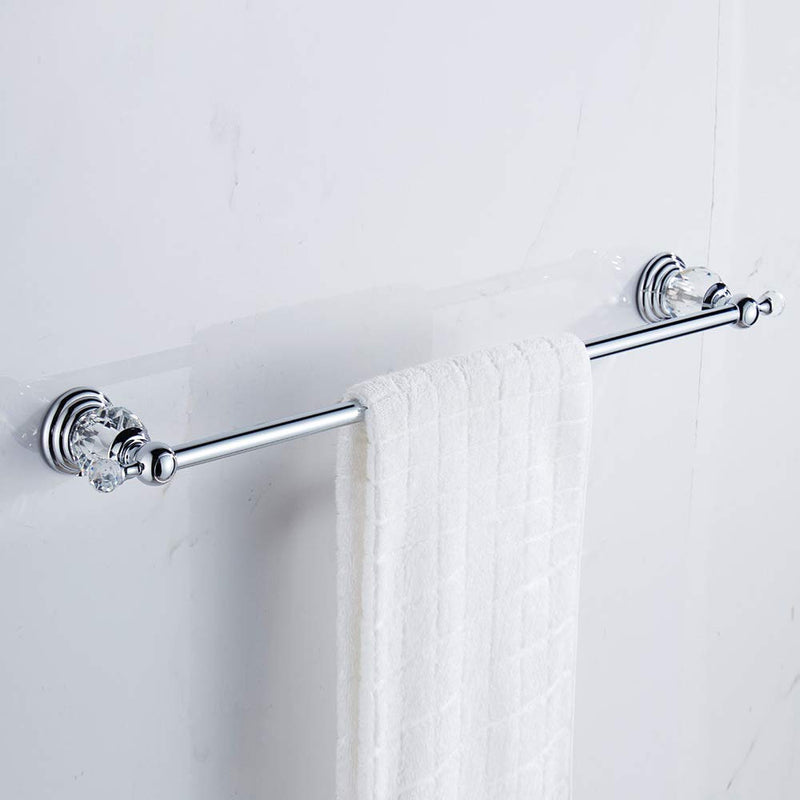 WNEBAHT Crystal Chrome Towel Bar, Silver Adjustable Bathroom Towel Holder Bar, Single Towel Rack Hanger Home Towel Holder Rod for Bathroom Wall Mounted Bathroom Accessory