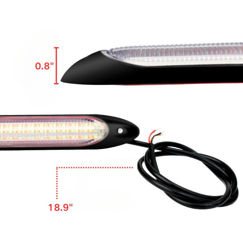 Yolu 2Pcs Flexible LED Daytime Running Light with Starter Scanning Dual-Color Streaming Turn Signal Indicator Light Universal fit 12V vehicles (6.69") 6.69"