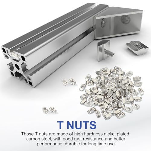 PATIKIL 3030 Series M6 t Nuts, 100pcs t Slot Nut Hammer Head Fastener Nut, Nickel Plated Carbon Steel Nut for Aluminum Profile l Silver