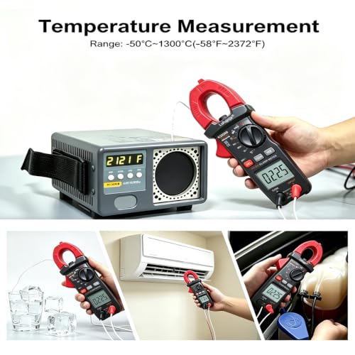 Clamp Mete, 6000 Counts, Auto Ranging, Measures High AC/DC Current 600A, 600V AC/DC Voltage, Multimeter, Voltage Meter, Amp Meter, Electrician Tools, with Alligator Clips, Backlit Display