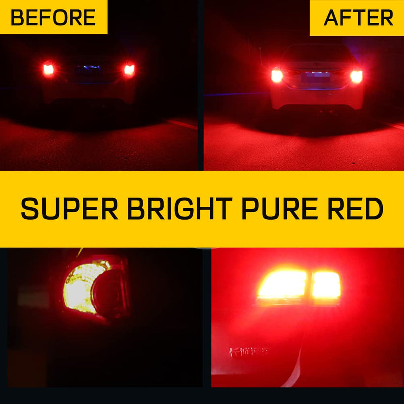 1157 LED Bulbs Red, Brake Stop Light Super Bright 3000 Lumens Error Free Canbus, BAY15D 7528 2057 2357 Automotive Led Tail Rear Light Bulb for Car RV Truck 144SMD (2PCS) 1157