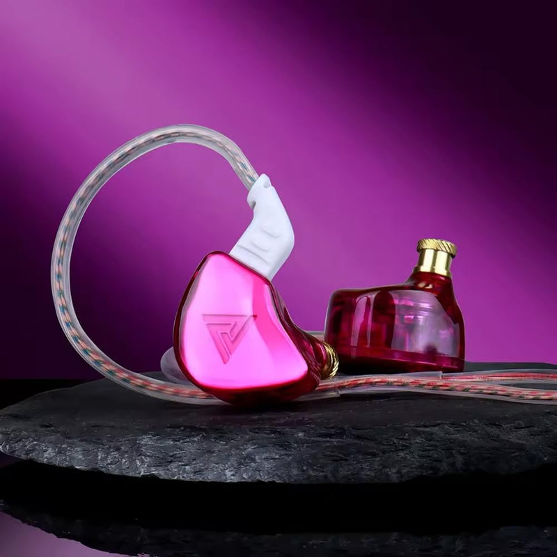 MOAY Pro in Ear Monitor Headphones with Silicone Protector for Musicians, Singers, Drummers, HiFi Wired Earbuds, IEM cable with mic, IEMs (Glass Texture Purple AK8)