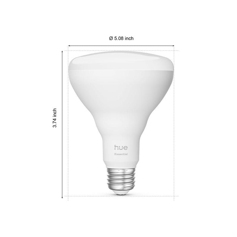 PHILIPS Hue Essential Smart LED BR30 Bulb 2-Pack, White and Color Ambiance, E26, 7.2W, 2200K-6500K, 650 Lumens, Dimmable LED Bulbs, Works with Alexa, Google Assistant, Apple Home 2 Pack