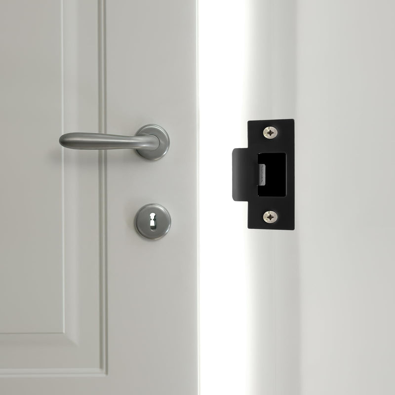 Homoyoyo 4pcs Cam Block Door Locks, Stainless Steel Guide Piece Black Door Lock Door Strike Plate Door Strike Plate Reinforce Security on Your Doors (Pack of 2) 7x7cm (Pack of 2)