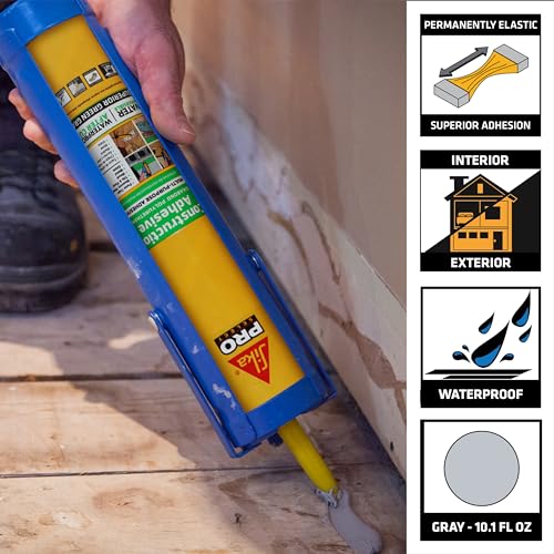 SikaBond Construction Adhesive, Gray, Advanced Polyurethane for Outdoor. Water immersible & Waterproof, 10 fl.oz 10.1 Fl Oz (Pack of 1)
