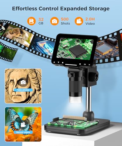 PalliPartners Digital Microscope for Coins with Light HD Screen Bright black