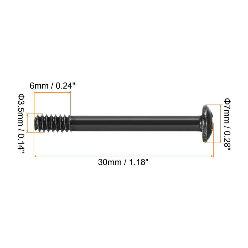 MECCANIXITY 30PCS Computer Case Fan Screws 1.18"L PC Reducing Vibration Screws Housing Radiator Screws for Fans Cooling Components, Round Nail Head, Black 30