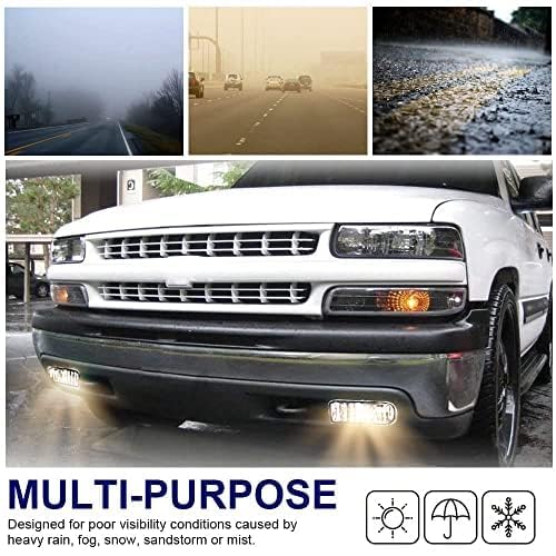 PIT66 Fog Lights, Compatible with 1999-2002 Chevy Silverado 1500 2500/01-02 Silverado 1500HD 2500HD 3500/00-06 Tahoe Suburban 1500 2500 Fog Light Assembly Driver & Passenger Side Clear Silverado 1500 2500 1999-2002