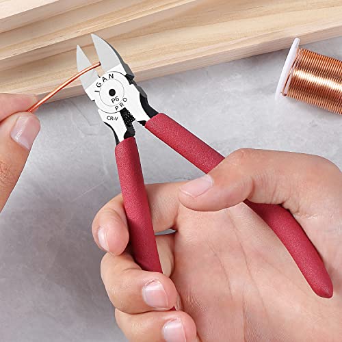 IGAN-P6 Wire Flush Cutters (Pack of 5), 6-inch Ultra Sharp and Powerful Side Cutter Clippers, Ideal Wire Snips for Handmade and Any Clean Cut Needs Pack 5
