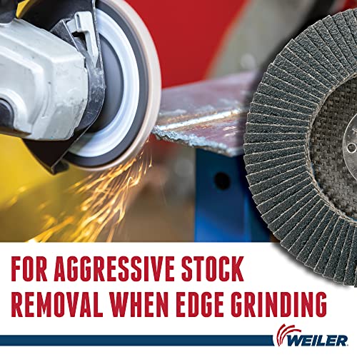 Weiler 51121 4-1/2" Tiger Paw Abrasive Flap Disc, Angled (Ty29), Phenolic Backing, 80Z, 7/8" Arbor Hole (Pack of 10) Performance Steel / Metal 80 Grit