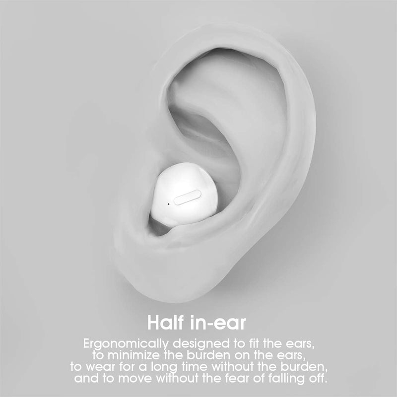 Invisible Earbuds Sleep Bluetooth Earbuds Mini Tiny Discreet Hidden Headphones for Work, Small Ear Canals - Single Earbud with Charging Case (White)