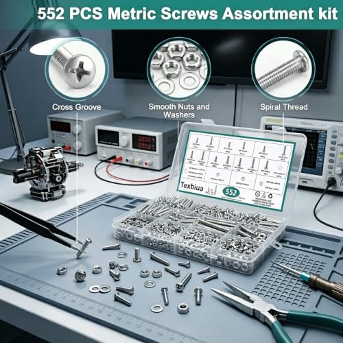 552 Pcs Metric Screws Nuts and Bolts Assortment Kit, M3 M4 M5 M6 Set Screws Silver