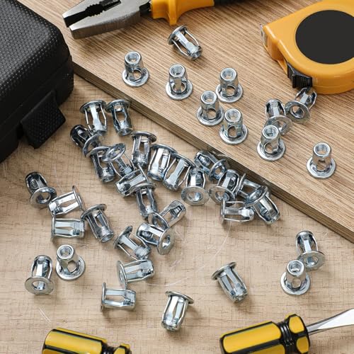 50 Pack Jack Nuts 1/4''-20 Threaded Insert Petal Nuts Srew Anchor 50