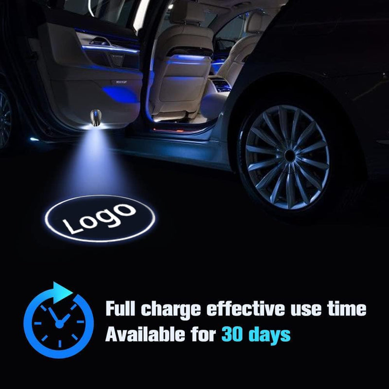 Car Door Lights,2Pcs Car Door LED Logo Projector Lights,Rechargeable Wireless Car Step Courtesy Welcome Lights Shadow Ghost Lights Fit for All Cars (Including 6 Pairs Logo Slides) For F-OO-ORD